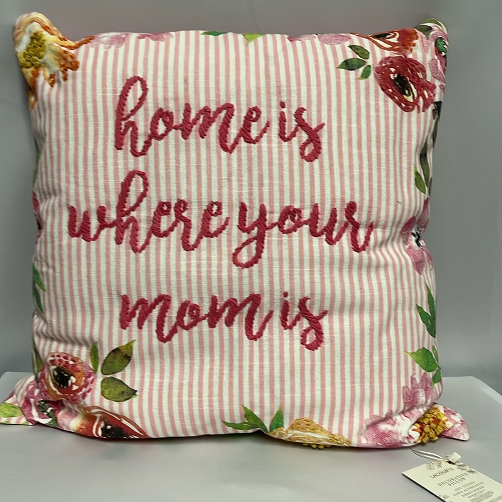 Lacourte 20inx20in Home is Where Mom is Decorative pillow